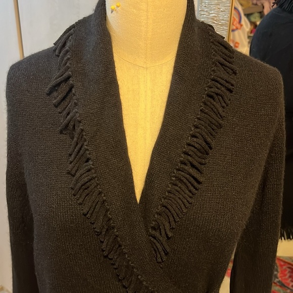 Magaschoni cashmere black fringe sweater - Picture 3 of 7